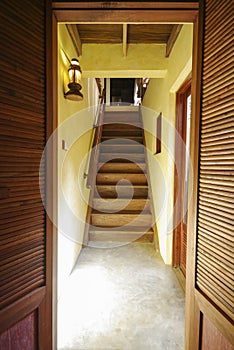 Wood stair to the room