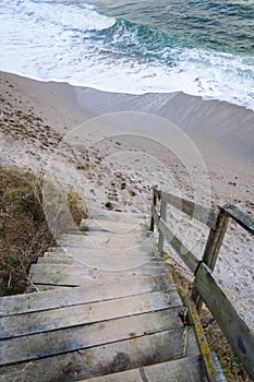 Wood stairs on the beach