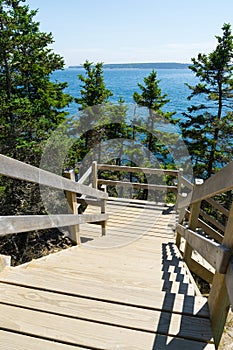 Wood stairs by the coast