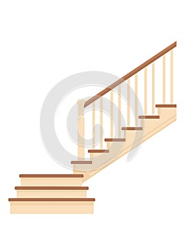 Wood stairs indoor construction classic design vector illustration isolated on white background