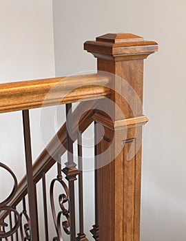 Wood stairs newel handrail staircase home interior classic victorian style