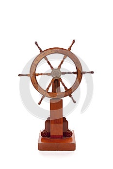 Wood steering wheel of boat