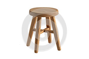 Wood Stool On Isolated Tansparent Background, Png. Generative AI