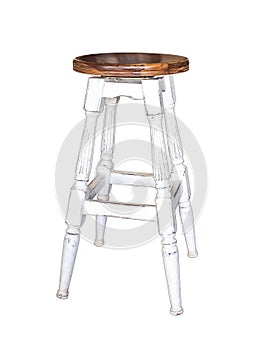 Wood stool isolation on white