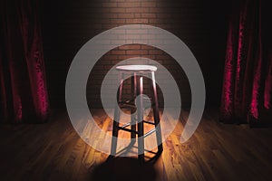 Wood stool on a stage photo