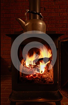 Wood Stove and Kettle