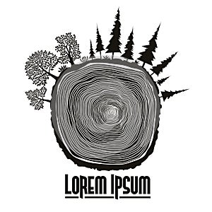 Wood stump emblem, tree trunk vector