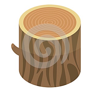 Wood stump icon, isometric style