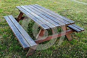 Wood Table Bench on Grass