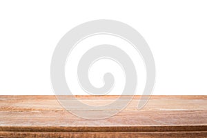 Wood table isolated on white background