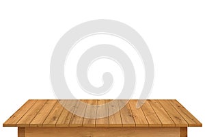 Wood table perspective background vector illustration. Wooden desk isolated on white backdrop with top front view