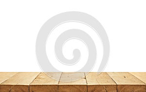 Wood table top texture on white background. For create product