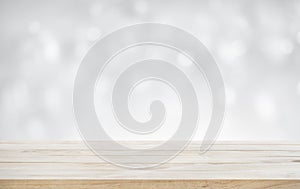 Wood table top on white abstract background.For montage product
