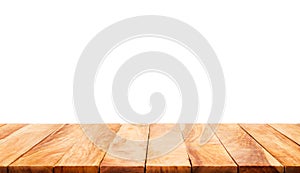 Wood table top on white background.For product display