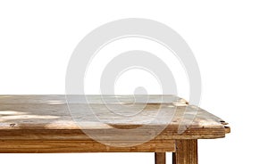 Wood table top on white blurred abstract background from building hallway - can be used for display or montage your products