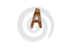 Wood texture alphabet on white background