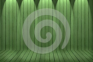 Wood texture background. green wood wall and floor