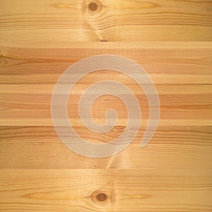 Wood texture background, pine board, spruce table with knots. Square banner. Top view light wooden textured surface with natural