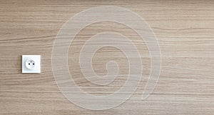 Wood Texture Background with White Wall Electric Socket with copy space