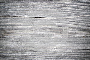 Wood texture. Gray timber board with weathered crack lines. Natural background for shabby chic design. Grey wooden floor image. Ag