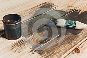 Wood texture and paintbrush / housework