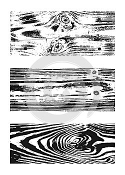 Wood texture white black set. Wooden planks pattern overlay texture. Grunge sketch effect. Crack motif for design wall