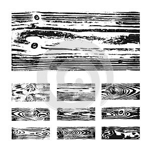 Wood texture white black set. Wooden planks pattern overlay texture. Grunge sketch effect. Crack motif for design wall