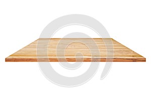 Wood top table on isolated white background.