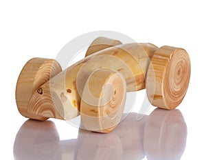 Wood toy car isolated on white
