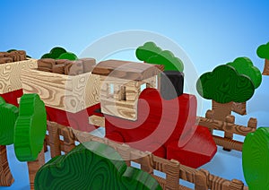 Wood toy train illustration