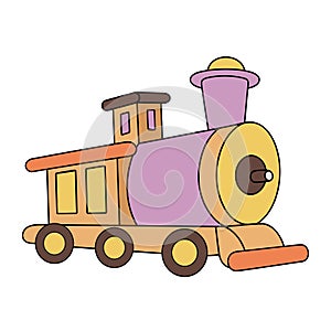 wood toy train isolated