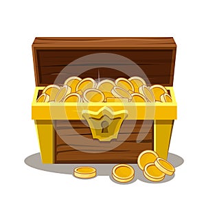 Wood Treasure chest and coin