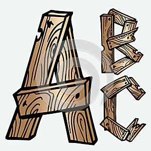 wood tree texture letters alphabets font initials abc english creative decorative capitals vector illustration wildlife woods