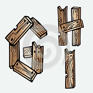wood tree texture letters alphabets font initials abc english creative decorative capitals vector illustration wildlife woods