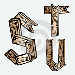 wood tree texture letters alphabets font initials abc english creative decorative capitals vector illustration wildlife woods