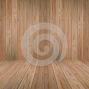 wood wall and perspective wooden floor texture.