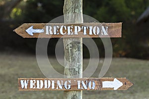 Wood Wedding Reception Signs
