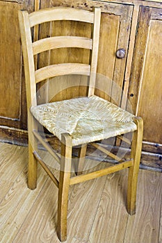 wood and wicker chair