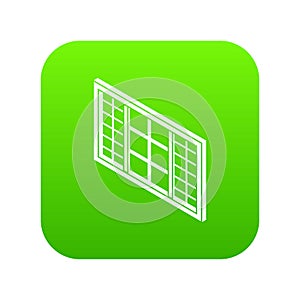 Wood window frame icon green vector