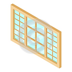 Wood window frame icon, isometric 3d style