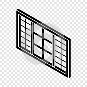 Wood window frame icon, simple black style