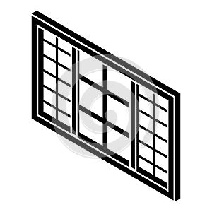 Wood window frame icon, simple black style