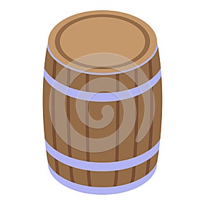 Wood wine barrel icon, isometric style