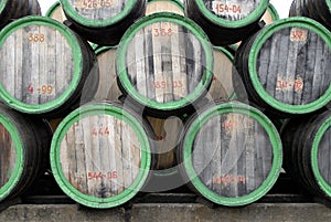 Wood wine barrels (face view)