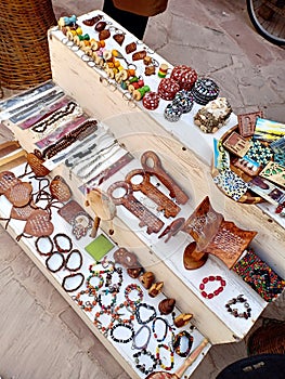 Wood works by Oud El Arar in Essaouira, Morocco photo