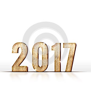 Wood 2017 year number on white background, Template for adding y