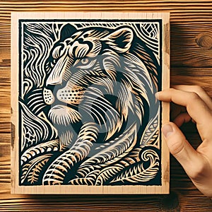 Woodcut Print A printmaking technique where an image photo