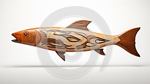 Woodcarved Salmon Sculpture Classic Tattoo Motifs In Contemporary Canadian Art