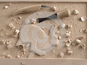 Woodcarving in relief