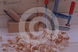 Woodchips with planer, vise and file